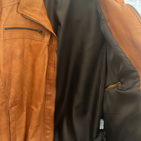 Italian Camel Leather‎ Zip Up Jacket Made by CURGÈ size Mens Large NWT #3 - Picture 4 of 7